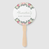 ピンクのフローラヴィンテージバラ赤ちゃんシャワーありがとう ハンドファン (正面)