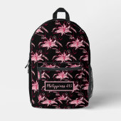ピンクのフローラヴィンテージパターンとバイブル・バース プリントバックパック (正面)