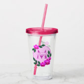 ピンクのフローラヴィンテージパーソナライズされた名イニシャル アクリルタンブラー (裏面)