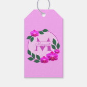 ピンクのフローラヴィンテージパーソナライズされた名イニシャル ギフトタグ (正面)