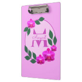 ピンクのフローラヴィンテージパーソナライズされた名イニシャル クリップボード (左)