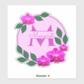 ピンクのフローラヴィンテージパーソナライズされた名イニシャル シール (シート)