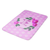 ピンクのフローラヴィンテージパーソナライズされた名イニシャル バスマット (アングル)