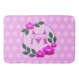 ピンクのフローラヴィンテージパーソナライズされた名イニシャル バスマット