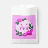 ピンクのフローラヴィンテージパーソナライズされた名イニシャル フェイバーバッグ (正面)