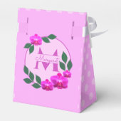 ピンクのフローラヴィンテージパーソナライズされた名イニシャル フェイバーボックス (裏面サイド)