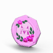 ピンクのフローラヴィンテージパーソナライズされた名イニシャル フォトブロック (右)