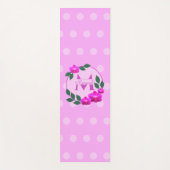 ピンクのフローラヴィンテージパーソナライズされた名イニシャル ヨガマット (正面)