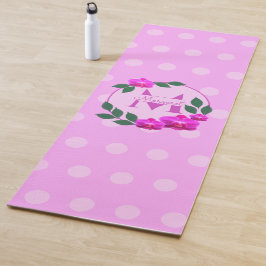 ピンクのフローラヴィンテージパーソナライズされた名イニシャル ヨガマット