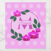 ピンクのフローラヴィンテージパーソナライズされた名イニシャル ワインラベル (シングルラベル)