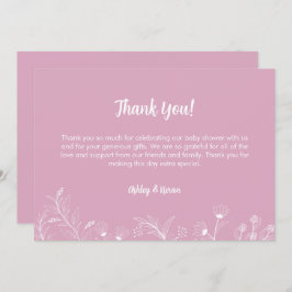 ピンクのフローラヴィンテージベビーシャワー サンキューカード