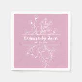 ピンクのフローラヴィンテージベビーシャワー スタンダードカクテルナプキン (正面)