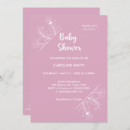 ピンクのフローラヴィンテージベビーシャワー 招待状