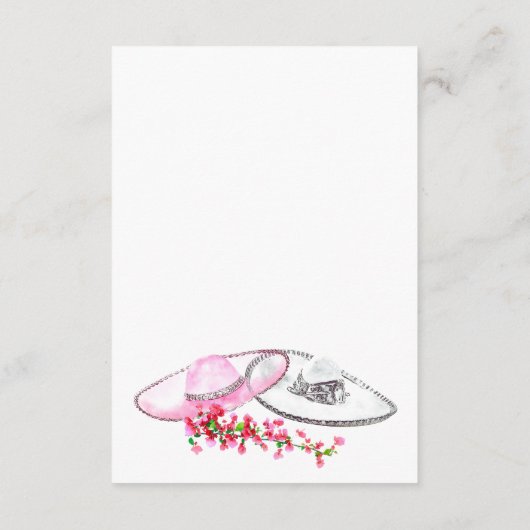 ピンクのフローラヴィンテージメキシコの結婚式の日付を保存 エンクロージャーカード (裏面)
