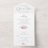 ピンクのフローラヴィンテージメキシ結婚コのロマンチック オールインワン招待状 (内側)