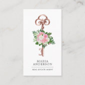 ピンクのフローラヴィンテージ実在鍵エステートエージェントフォト 名刺 (正面)