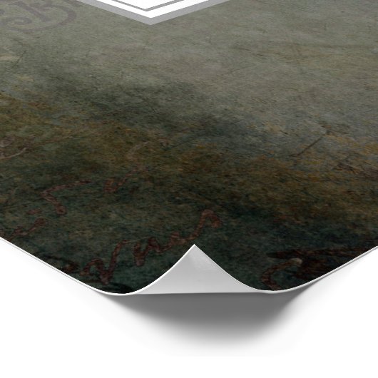 ピンクのフローラヴィンテージ結婚フレームのウェルカムサイン ポスター (角)