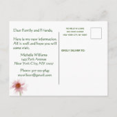 ピンクのフローラ予算エレガントを引っ越した 案内ポストカード (裏面)