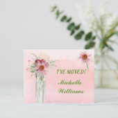 ピンクのフローラ予算エレガントを引っ越した 案内ポストカード (スタンド正面)