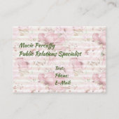 ピンクのフローラ付きビジネスカストライプード 名刺 (正面)