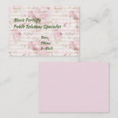 ピンクのフローラ付きビジネスカストライプード 名刺 (正面/裏面)