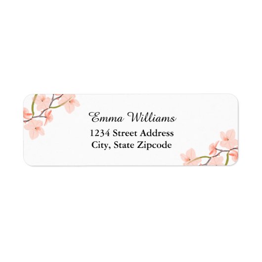 ピンクのフローラ住所 シール (正面)