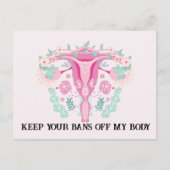 ピンクのフローラ保子宮私の体を禁止 ポストカード (正面)