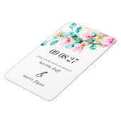 ピンクのフローラ写真の日付を保存 マグネット (左側)