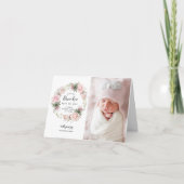 ピンクのフローラ写真の生誕発表 案内状 (正面)