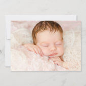 ピンクのフローラ写真の生誕発表 案内状 (裏面)