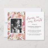 ピンクのフローラ写真の葬儀サンキューカード サンキューカード (正面)