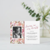 ピンクのフローラ写真の葬儀サンキューカード サンキューカード (スタンド正面)