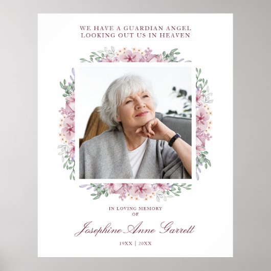 ピンクのフローラ写真結婚の思い出親愛品 ポスター (正面)