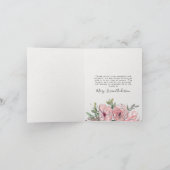 ピンクのフローラ写真葬儀記念ありがとう サンキューカード (内部)