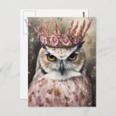 ピンクのフローラ冠のスノーフクロウ ポストカード (正面/裏面)