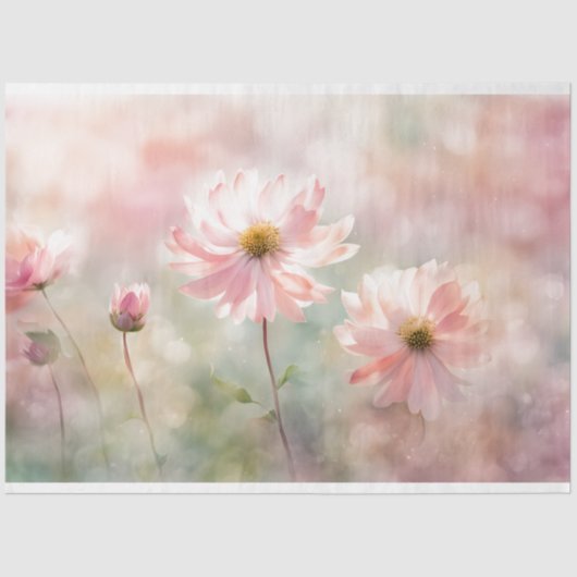 ピンクのフローラ切り離しティッシュペーパー 薄葉紙 (正面)