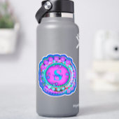 ピンクのフローラ名とイニシャルのインスピレーションカスタム シール