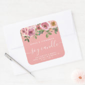 ピンクのフローラ大豆キャンドルラベル スクエアシール (封筒)