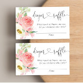 ピンクのフローラ女の子の赤ちゃんシャワーおむつラッフルカード エンクロージャーカード