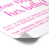 ピンクのフローラ女の子の赤ちゃんシャワービッグベリーゲームサイン ポスター (角)