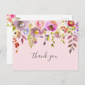 ピンクのフローラ女の子の赤ちゃんシャワー感謝していの詩あなた ポストカード (正面/裏面)