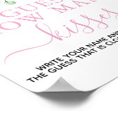 ピンクのフローラ女の子の赤ちゃんシャワー推測ゲームサイン ポスター (角)