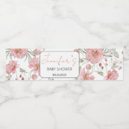 ピンクのフローラ女の子エレガントの赤ちゃんシャワーボトルラベル ペットボトルラベル