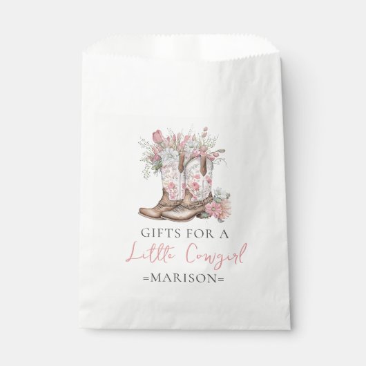 ピンクのフローラ女性のカーボーイブーツと緑のベイシャワー フェイバーバッグ (正面)