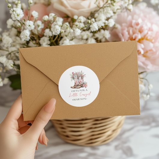 ピンクのフローラ女性のカーボーイブーツと緑のベイシャワー ラウンドシール