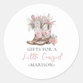 ピンクのフローラ女性のカーボーイブーツと緑のベイシャワー ラウンドシール (正面)