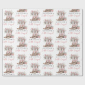 ピンクのフローラ女性のカーボーイブーツと緑のベイシャワー ラッピングペーパー (フラット)