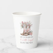 ピンクのフローラ女性のカーボーイブーツと緑のベイシャワー 紙コップ (裏面)