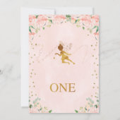 ピンクのフローラ妖精と妖精のダストファースト誕生日 招待状 (裏面)