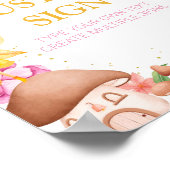 ピンクのフローラ妖精の誕生日パーティーテーブルサイン ポスター (角)